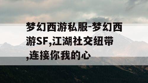 梦幻西游私服-梦幻西游SF,江湖社交纽带,连接你我的心