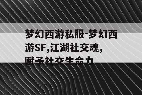 梦幻西游私服-梦幻西游SF,江湖社交魂,赋予社交生命力