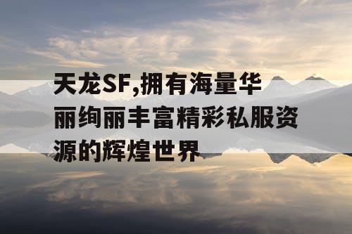 天龙SF,拥有海量华丽绚丽丰富精彩私服资源的辉煌世界