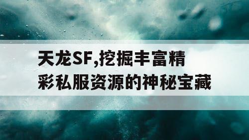 天龙SF,挖掘丰富精彩私服资源的神秘宝藏