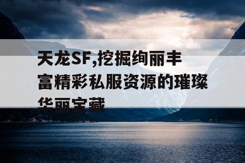 天龙SF,挖掘绚丽丰富精彩私服资源的璀璨华丽宝藏