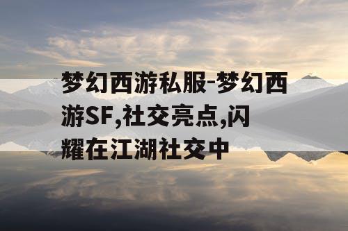 梦幻西游私服-梦幻西游SF,社交亮点,闪耀在江湖社交中
