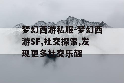 梦幻西游私服-梦幻西游SF,社交探索,发现更多社交乐趣