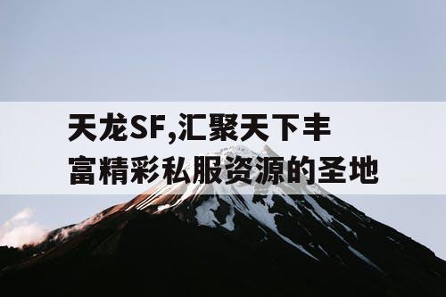 天龙SF,汇聚天下丰富精彩私服资源的圣地