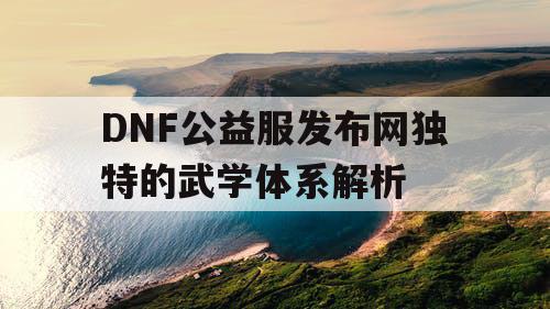 DNF公益服发布网独特的武学体系解析