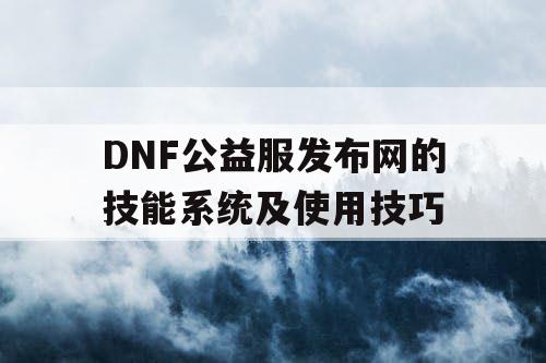 DNF公益服发布网的技能系统及使用技巧
