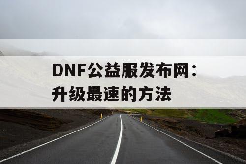 DNF公益服发布网：升级最速的方法
