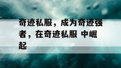 奇迹私服，成为奇迹强者，在奇迹私服 中崛起