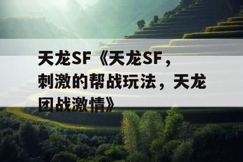 天龙SF《天龙SF,刺激的帮战玩法,天龙团战激情》 天龙SF《天龙SF,刺激的帮战玩法,天龙团战激情》