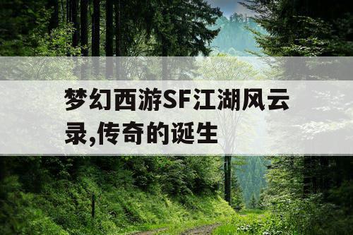 梦幻西游SF江湖风云录,传奇的诞生