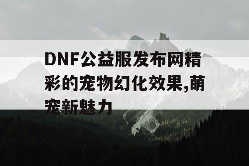 DNF公益服发布网精彩的宠物幻化效果,萌宠新魅力