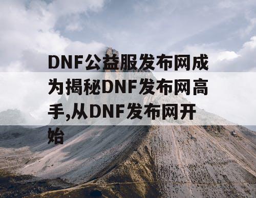 DNF公益服发布网成为揭秘DNF发布网高手,从DNF发布网开始