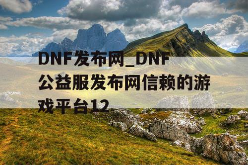 DNF发布网_DNF公益服发布网信赖的游戏平台12