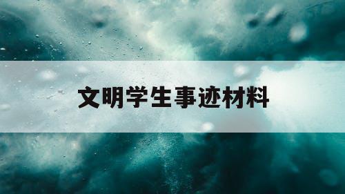 文明学生事迹材料