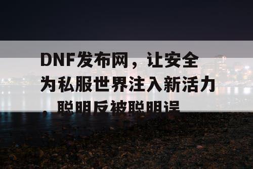 DNF发布网，让安全为私服世界注入新活力，聪明反被聪明误