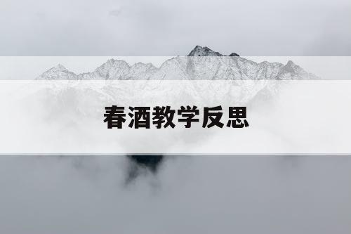春酒教学反思