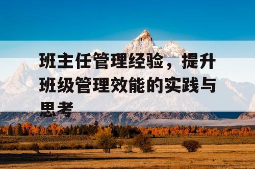 班主任管理经验，提升班级管理效能的实践与思考
