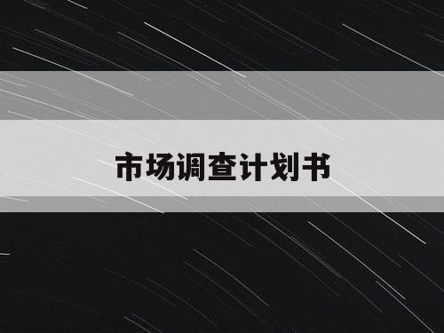 市场调查计划书