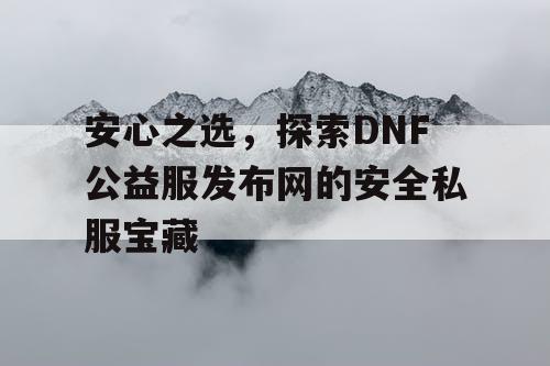 安心之选，探索DNF公益服发布网的安全私服宝藏