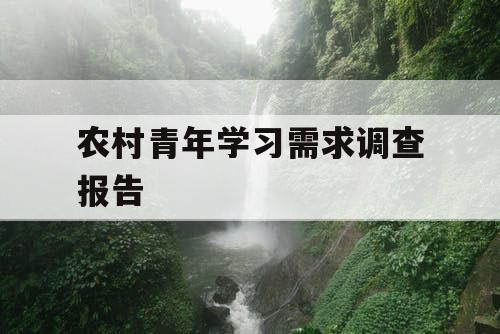 农村青年学习需求调查报告