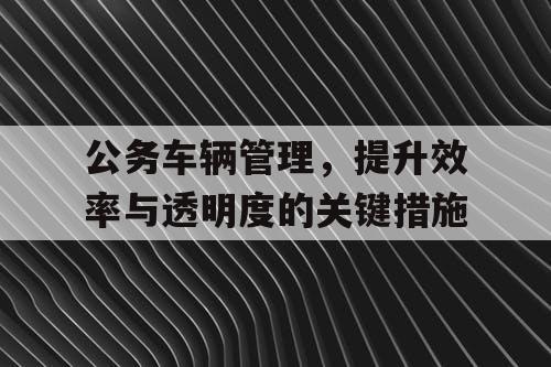 公务车辆管理，提升效率与透明度的关键措施