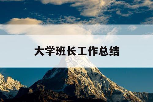大学班长工作总结