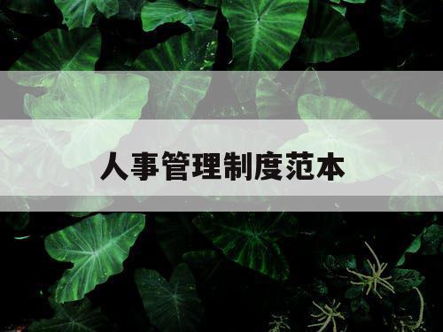 人事管理制度范本