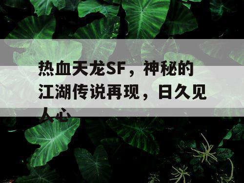 热血天龙 SF，神秘的江湖传说再现，日久见人心