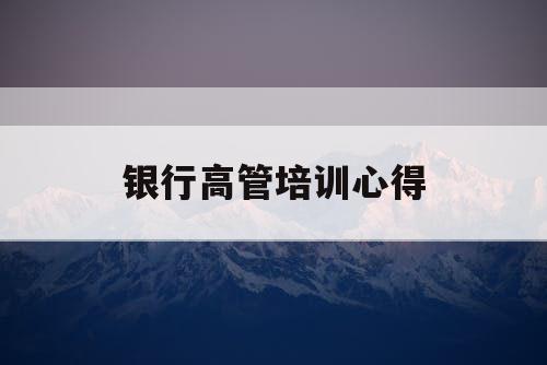 银行高管培训心得