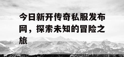 今日新开传奇私服发布网，探索未知的冒险之旅