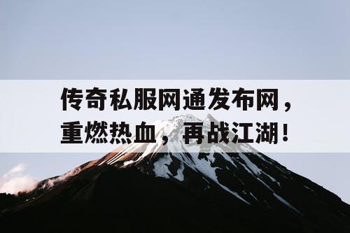 传奇私服网通发布网，重燃热血，再战江湖！