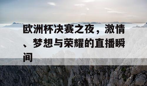 欧洲杯决赛之夜，激情、梦想与荣耀的直播瞬间