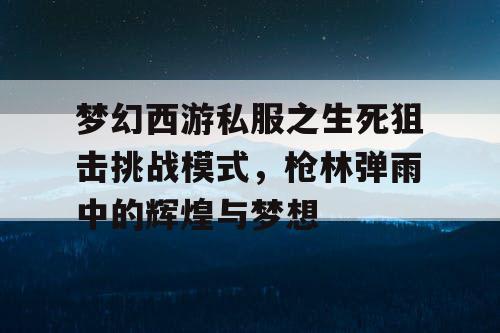 梦幻西游私服之生死狙击挑战模式，枪林弹雨中的辉煌与梦想