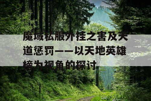 魔域私服外挂之害及天道惩罚——以天地英雄榜为视角的探讨 魔域私服外挂之害及天道惩罚——以天地英雄榜为视角的探讨