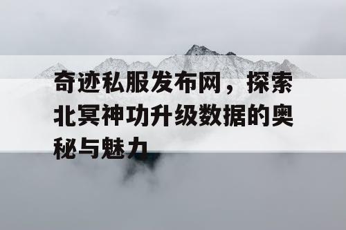 奇迹私服发布网，探索北冥神功升级数据的奥秘与魅力