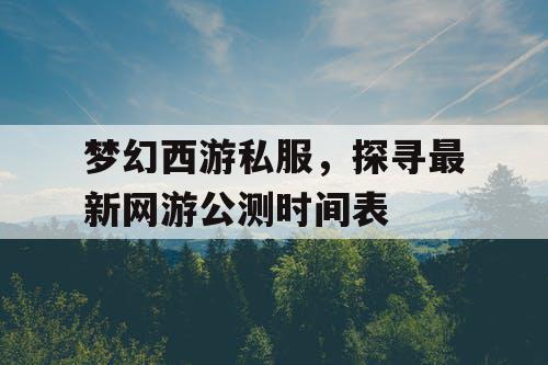 梦幻西游私服，探寻最新网游公测时间表