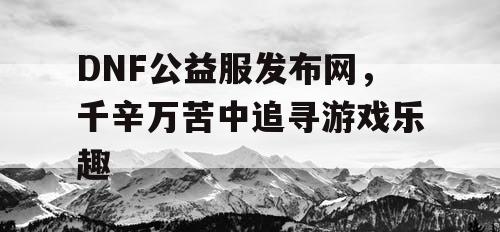 DNF公益服发布网，千辛万苦中追寻游戏乐趣
