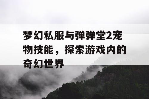梦幻私服与弹弹堂2宠物技能，探索游戏内的奇幻世界