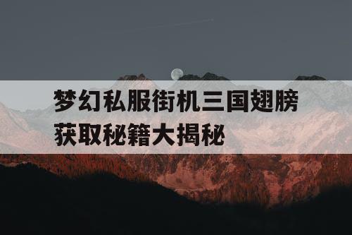梦幻私服街机三国翅膀获取秘籍大揭秘