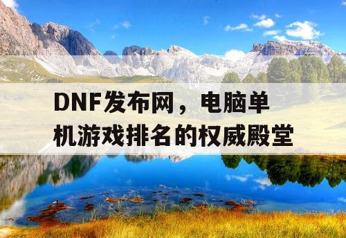 DNF发布网，电脑单机游戏排名的权威殿堂