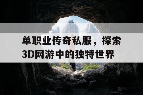 单职业传奇私服，探索3D网游中的独特世界
