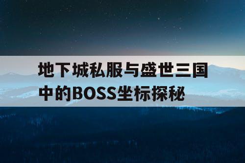 地下城私服与盛世三国中的BOSS坐标探秘