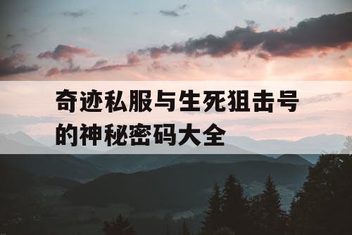 奇迹私服与生死狙击号的神秘密码大全