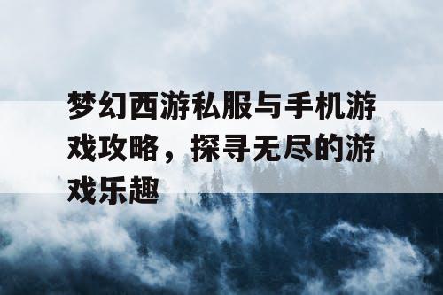 梦幻西游私服与手机游戏攻略，探寻无尽的游戏乐趣