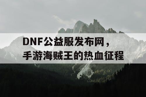 DNF公益服发布网，手游海贼王的热血征程
