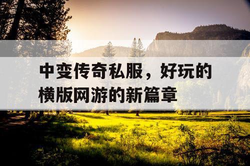 中变传奇私服，好玩的横版网游的新篇章