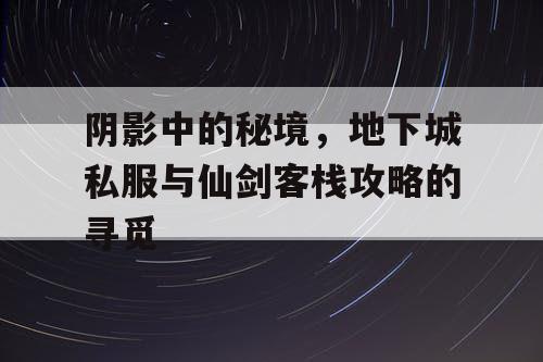 阴影中的秘境，地下城私服与仙剑客栈攻略的寻觅