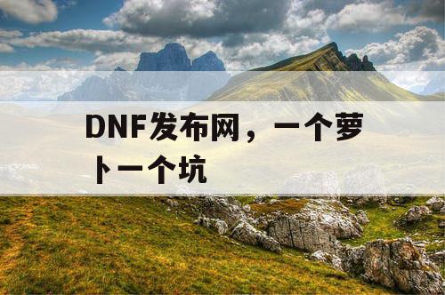 DNF发布网,一个萝卜一个坑 DNF发布网,一个萝卜一个坑