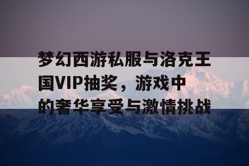 梦幻西游私服与洛克王国VIP抽奖，游戏中的奢华享受与激情挑战