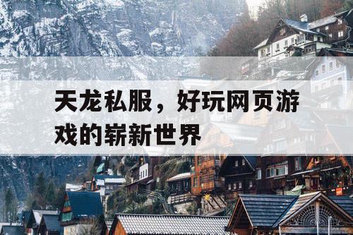 天龙私服，好玩网页游戏的崭新世界